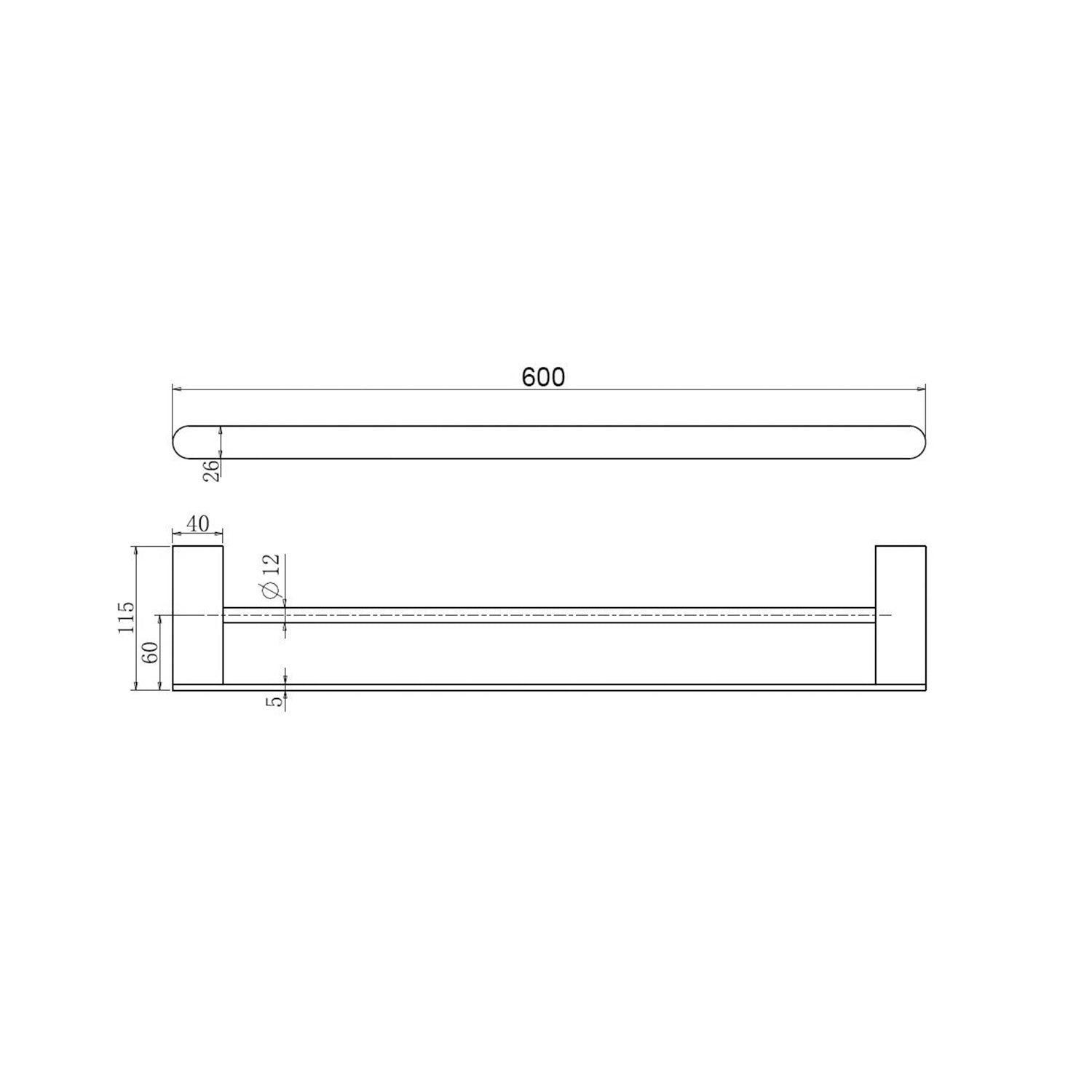 Nero Bianca Double Towel Rail - Gunmetal Grey
