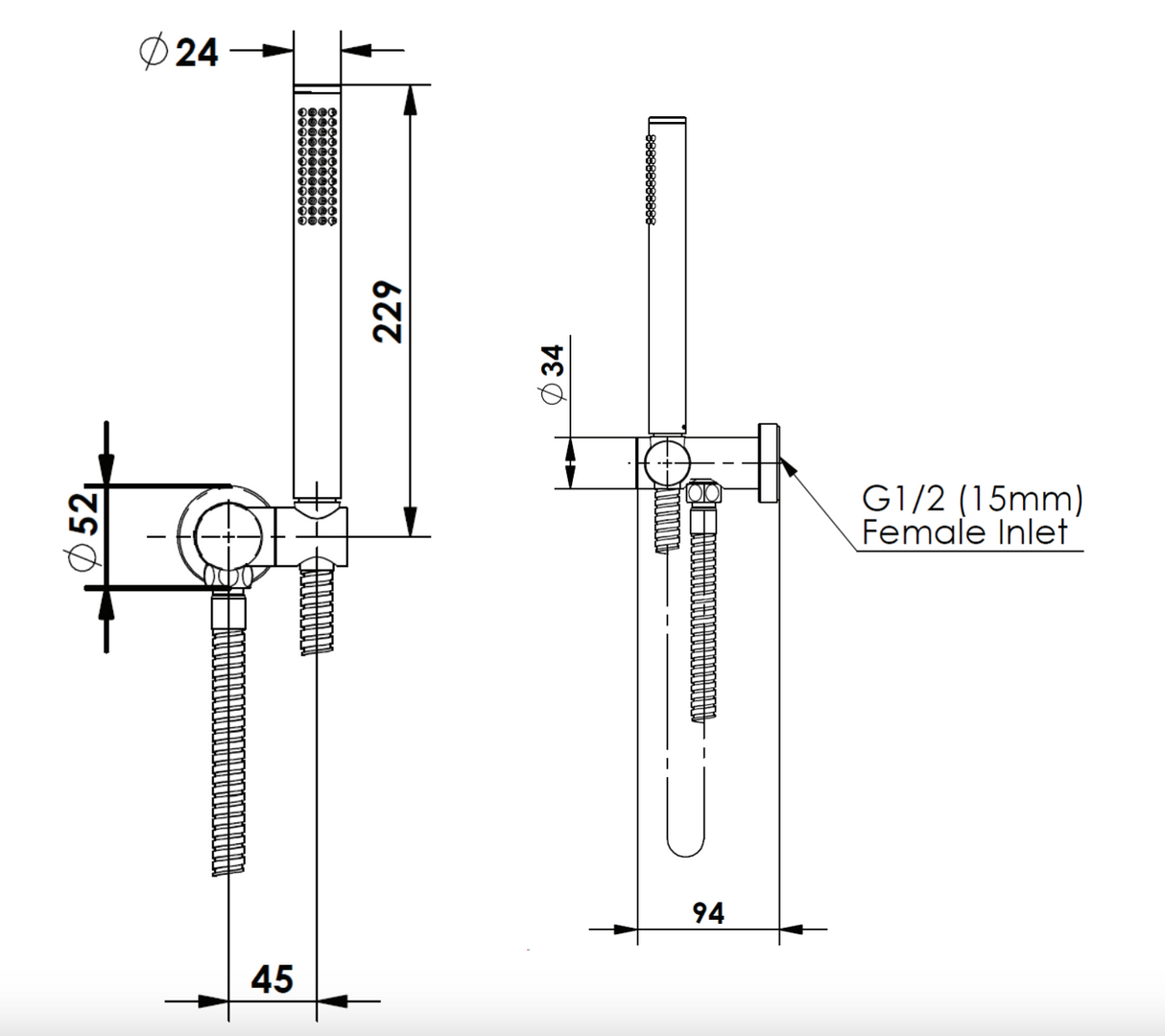 Greens Rocco Pin Hand Shower, PVD Gunmetal, 90405122GM