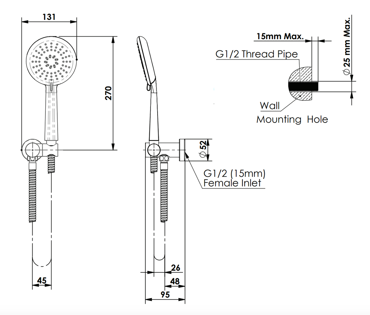 Greens Rocco Hand Shower, PVD Brushed Nickel, 90405280BN