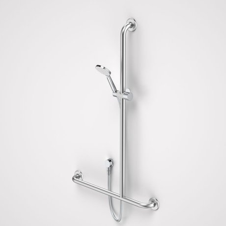 Caroma 91125C4E Care Support Shower Set with Inverted T Rail - RH - Chrome - Special Order