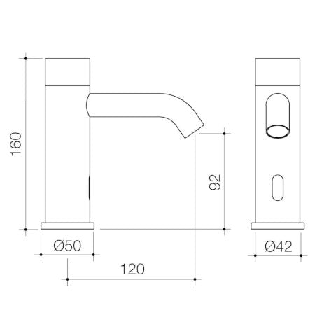 Caroma 96393B6AF Liano II Sensor Hob Mounted Outlet Tap, Lead Free - Matte Black
