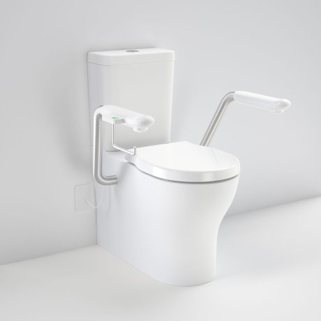 Caroma 985300ARWNCR Opal Cleanflush Easy Height Wall Faced Close Coupled Suite with Double Flap Seat and Nurse Call Armrest Right - Special Order