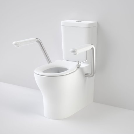 Caroma 985400ARW Opal Cleanflush Easy Height Wall Faced Close Coupled Suite with Single Flap Seat and Armrest - Special Order