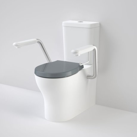 Caroma 985700ARAG Opal Cleanflush Easy Height Wall Faced Close Coupled Suite with Double Flap Seat Anthracite Grey and Armrest - Special Order