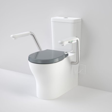Caroma 985700ARAGNCL Opal Cleanflush Easy Height Wall Faced Close Coupled Suite with Double Flap Seat Grey and Nurse Call Armrest Left - Special Order