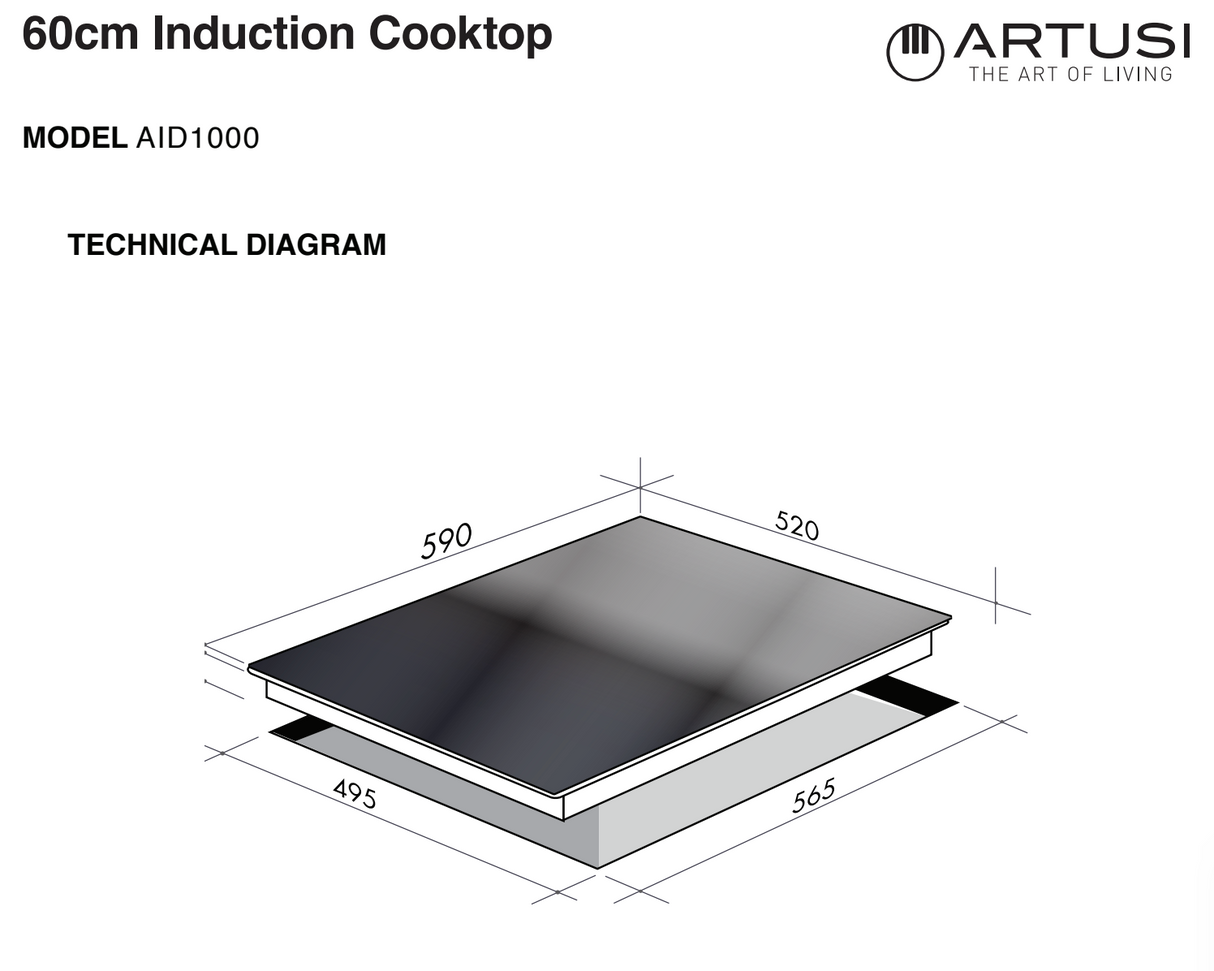 Artusi AID1000 60cm Induction Cooktop, Black