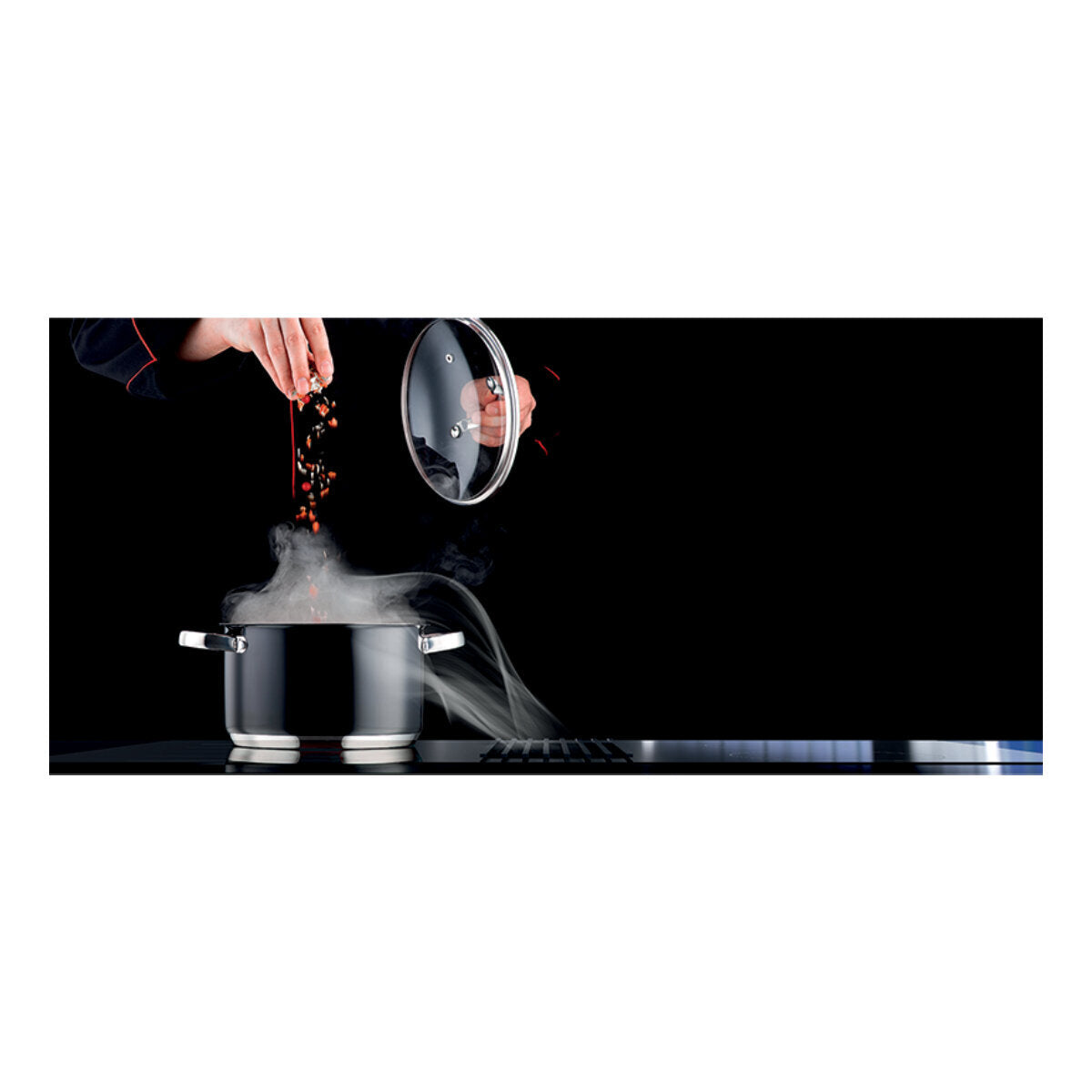 Artusi AID864DD 86cm 4 Zone Induction Cooktop with Built-In Extraction, Black