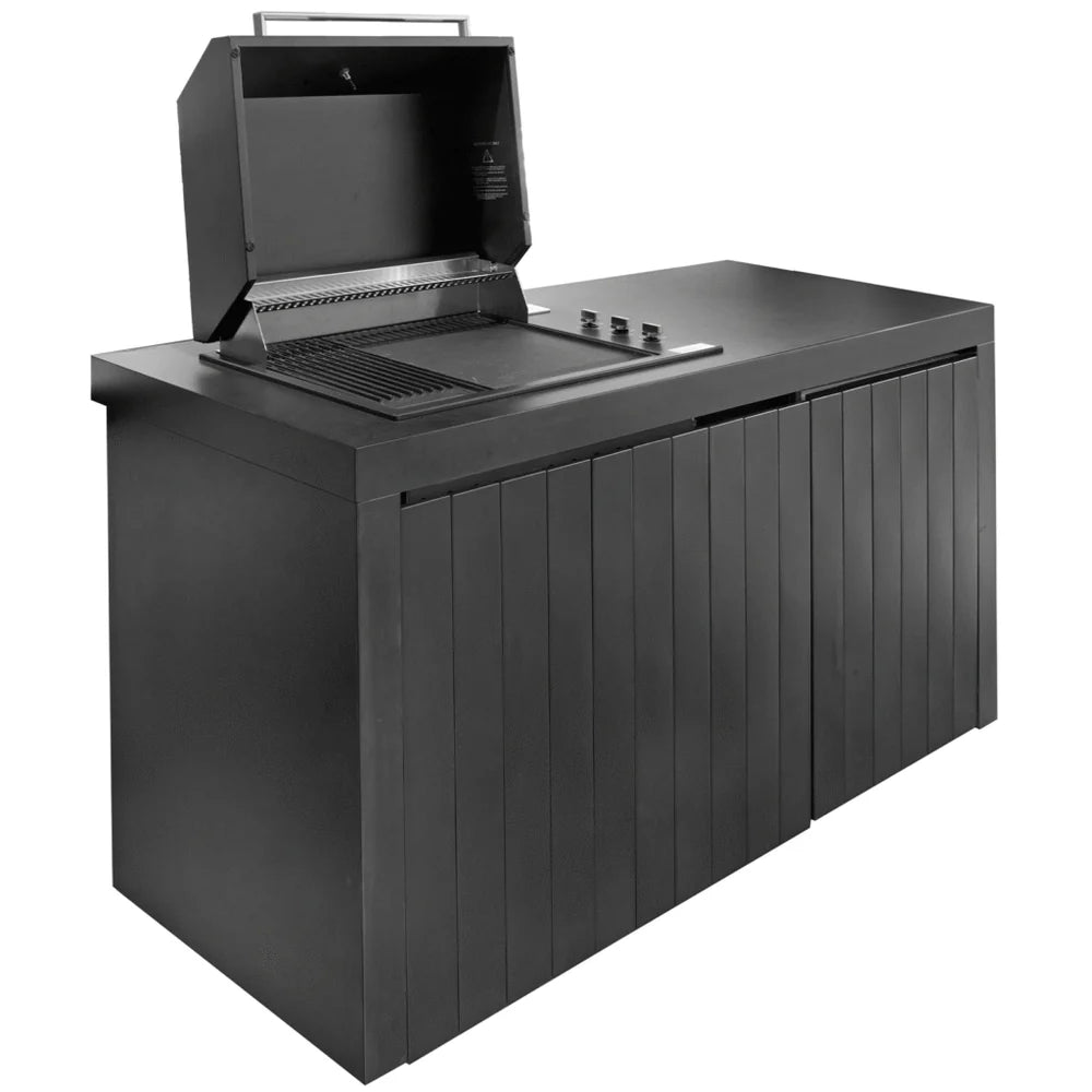 Artusi AOKP3INFTNF Piazza 3-Burner Outdoor Kitchen with Integrated Beverage Cooler