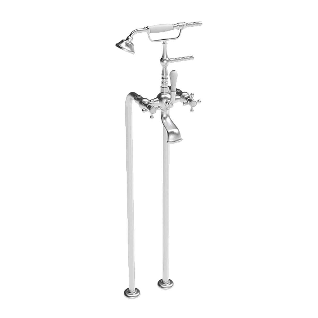 Abey Armando Vicario Provincial Floor Mounted Bath Filler Brushed Nickel, 700007BN
