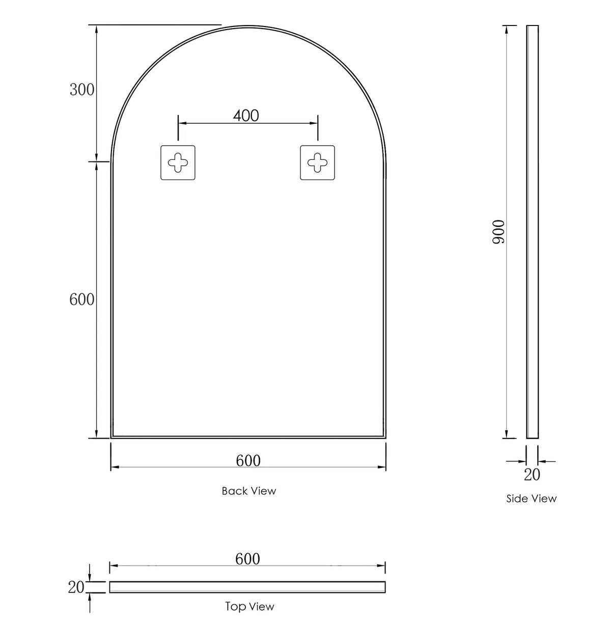Otti MFMAR9060W Archie 900x600mm Tuffi Mirror