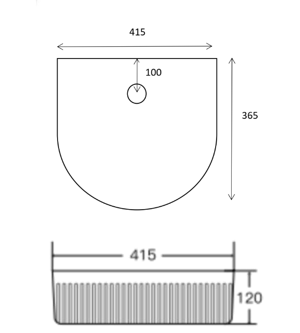 Aulic Cyrus Arch Basin with V Groove 415mm x 365mm - White Gloss, XECB-101GW