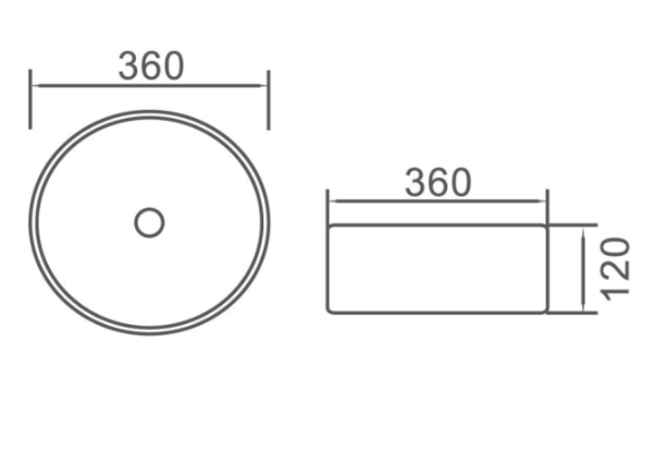 Aulic Dove Basin 360mm Diameter, White Gloss with Black Edge, XECB-083WBE