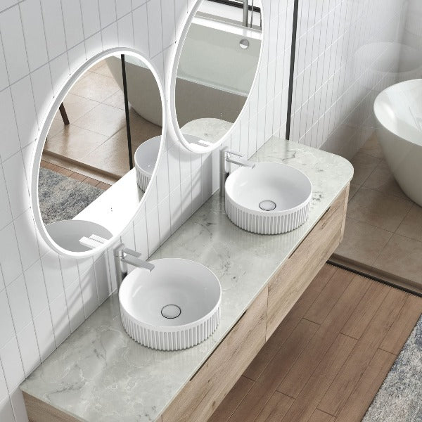 Aulic Lilac Basin with V Groove 360mm Diameter - White Gloss, XECB-098GW