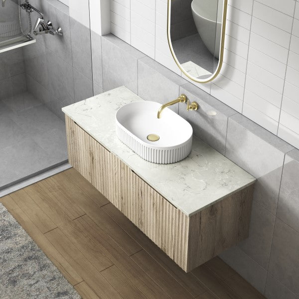 Aulic Cadel Pill Basin with V Groove 500mm x 320mm - Matte White, XECB-100MW