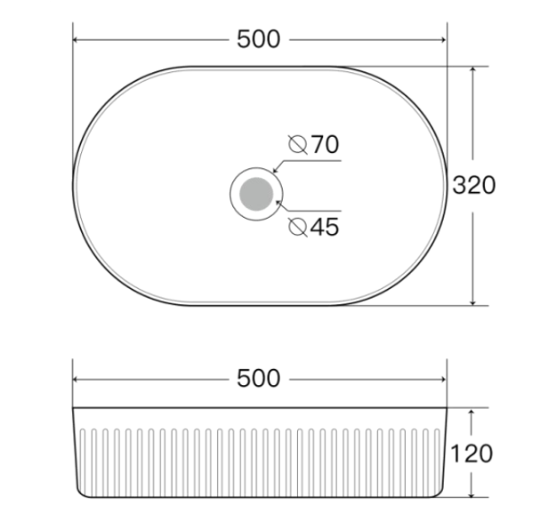 Aulic Cadel Pill Basin with V Groove 500mm x 320mm - White Gloss, XECB-099GW
