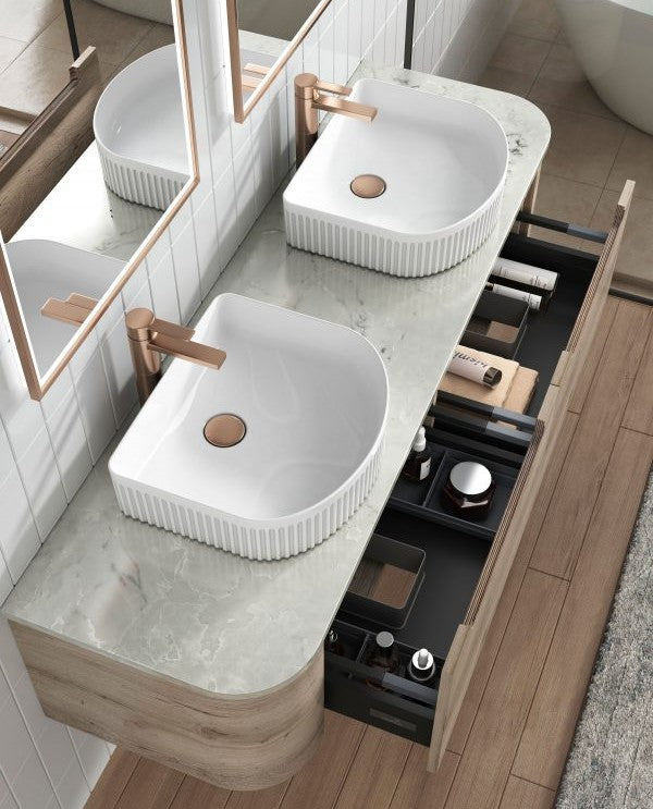 Aulic Cyrus Arch Basin with V Groove 415mm x 365mm - White Gloss, XECB-101GW