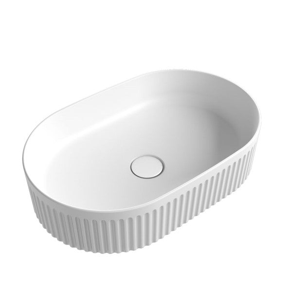 Aulic Cadel Pill Basin with V Groove 500mm x 320mm - Matte White, XECB-100MW