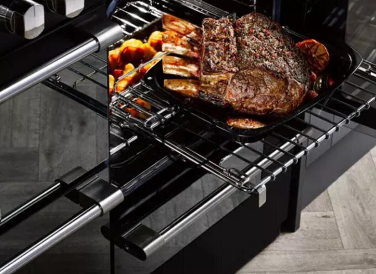 Belling BCC900DFB CookCentre Deluxe 90cm Dual Fuel Range Cooker, Black