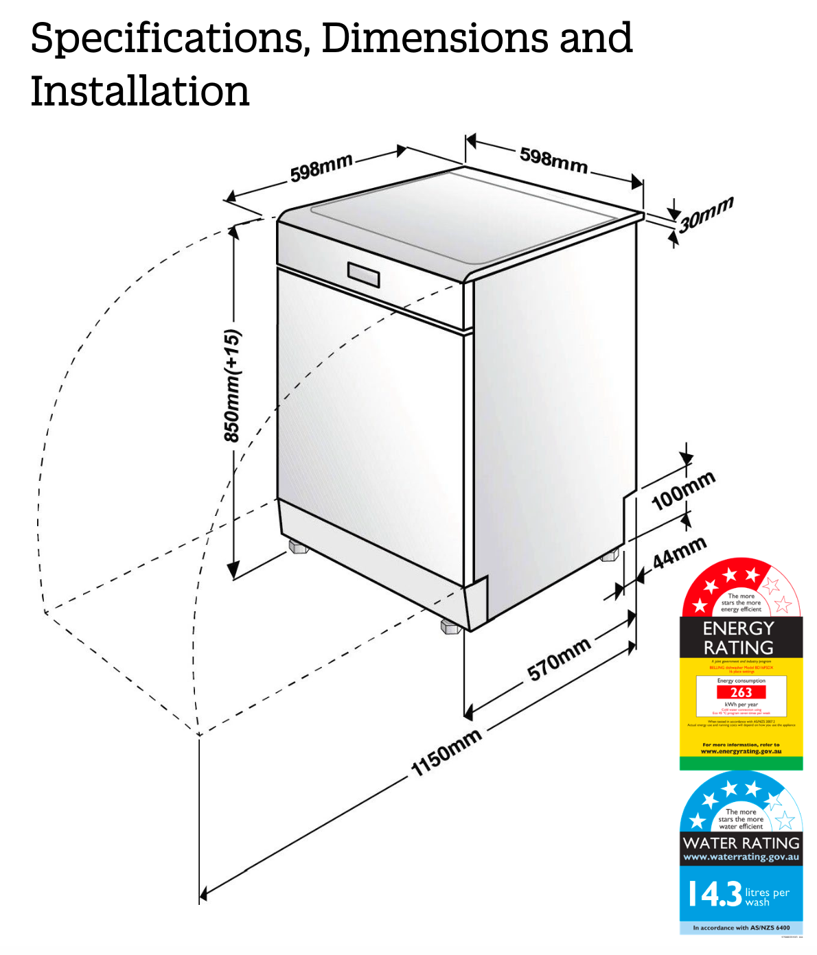 Belling BD16FSDX 16 Place European Made Stainless Steel Dishwasher - Seconds Discount