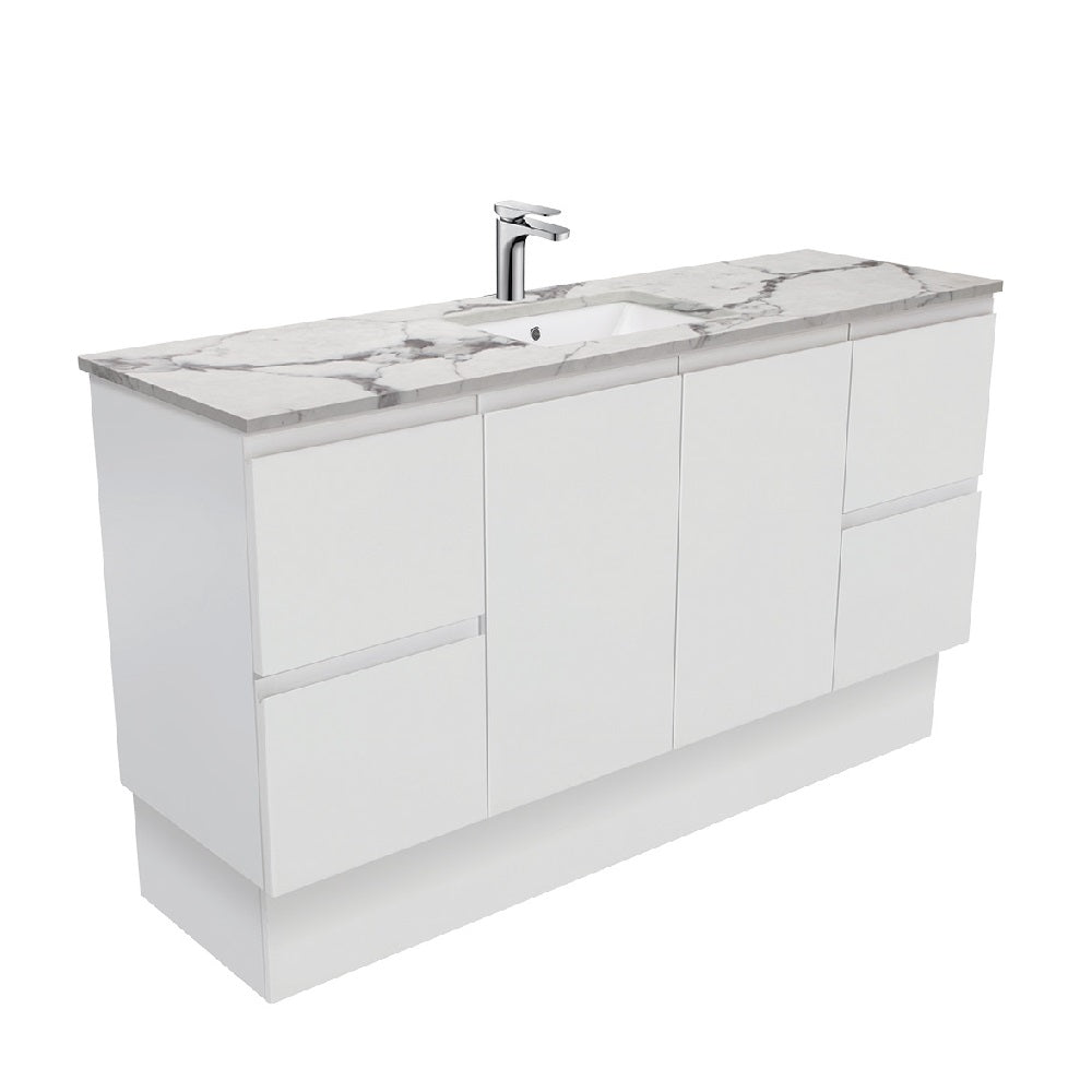 Fienza SM150ZKS Fingerpull Matte Calacatta Marble Kicker 1500mm Vanity (Single Bowl)