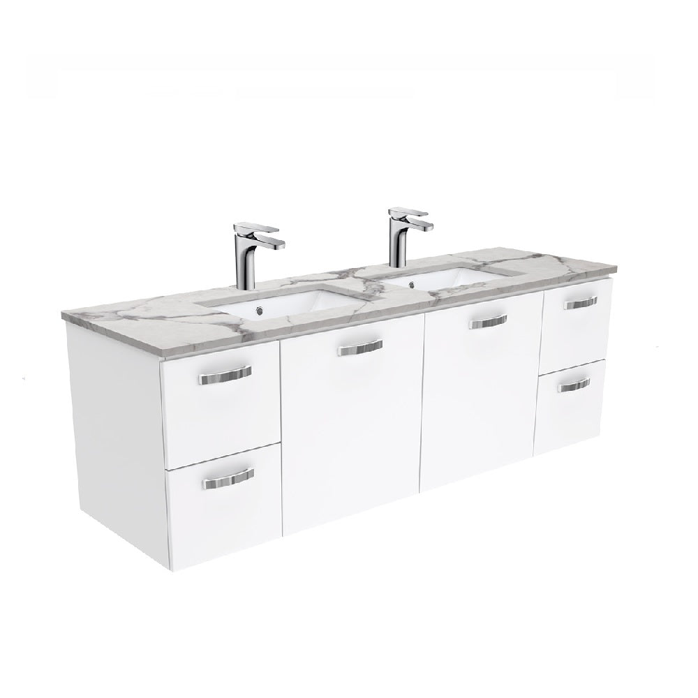 Fienza SM150JD Unicab Calacatta Marble Wall Hung 1500mm Vanity (Double Bowl)