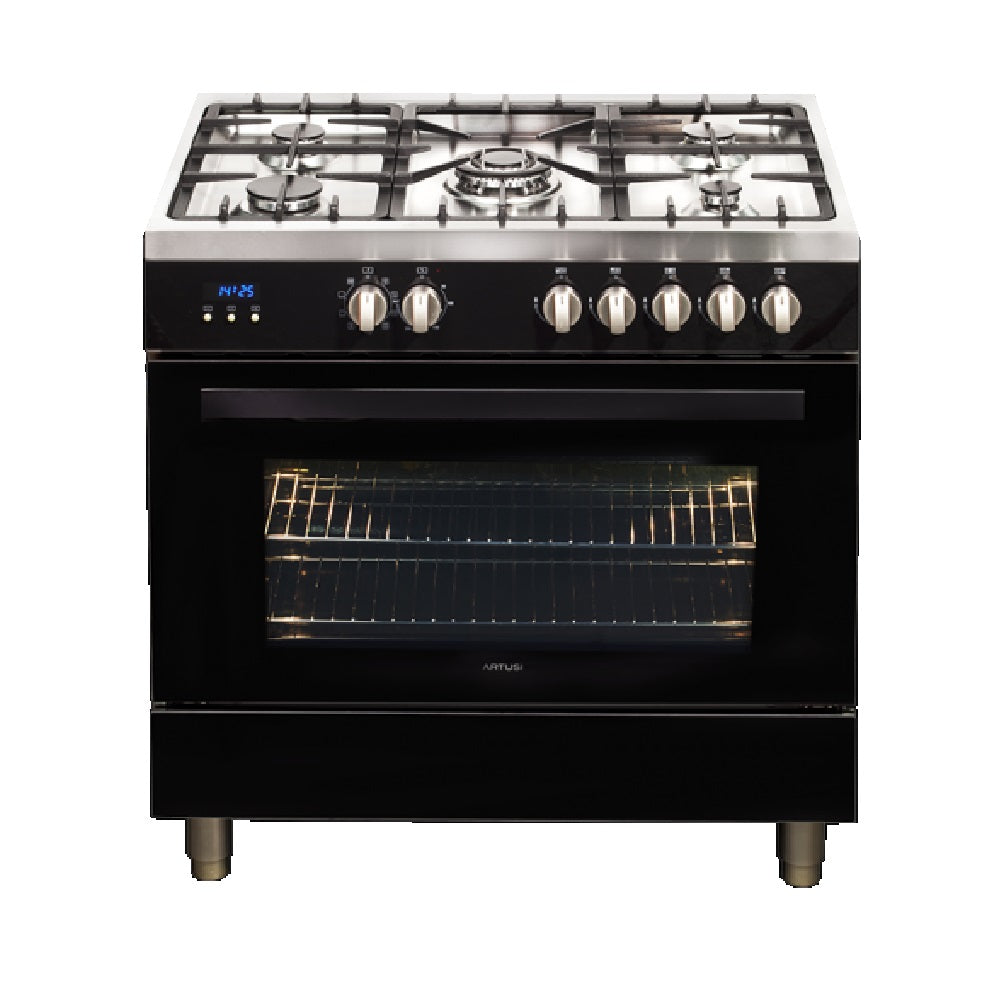 Artusi CAFG91B 90cm Freestanding Dual Fuel Stove, Black