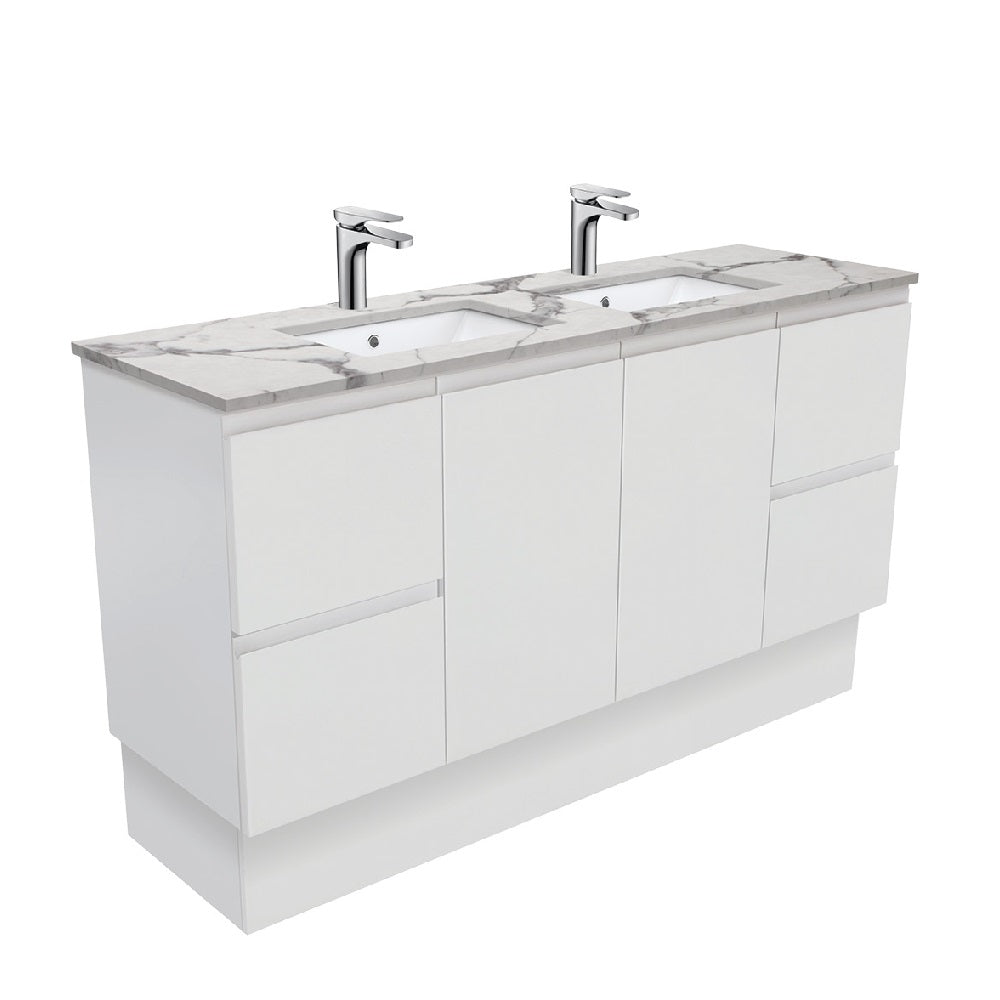 Fienza SM150ZKD Fingerpull Matte Calacatta Marble Kicker 1500mm Vanity (Double Bowl)