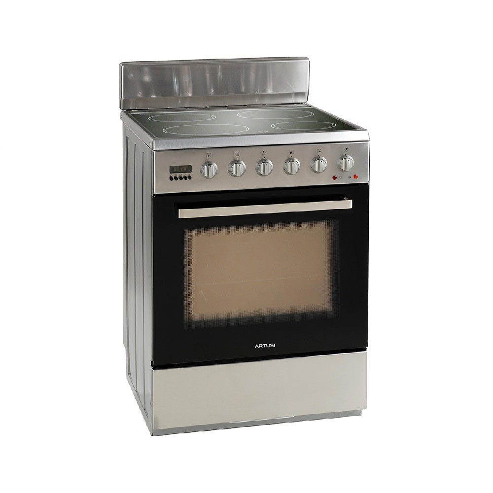 Artusi AFC607X 60cm Electric Upright Stove, Ceramic Top, Stainless Steel