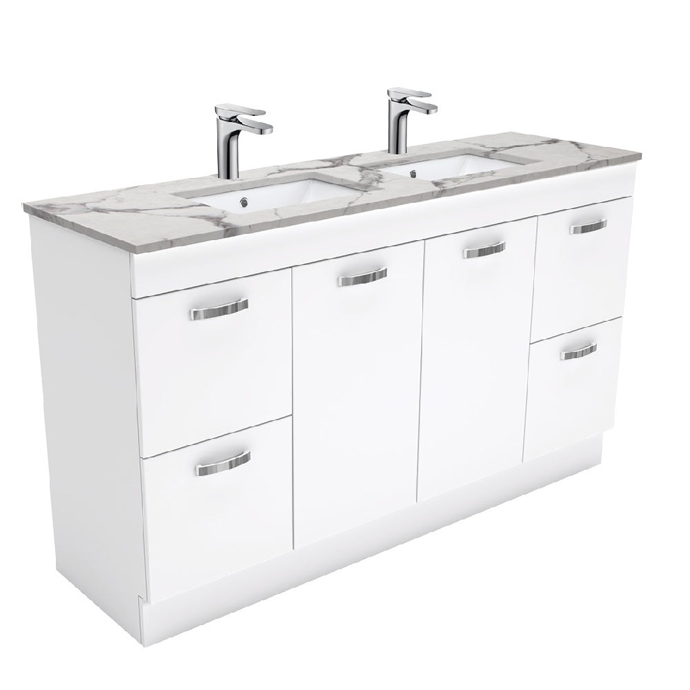 Fienza SM150NKWD Unicab Calacatta Marble Kicker 1500mm Vanity (Double Bowl)