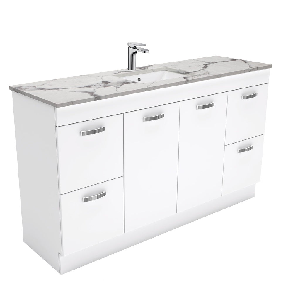 Fienza SM150NKWS Unicab Calacatta Marble Kicker 1500mm Vanity (Single Bowl)