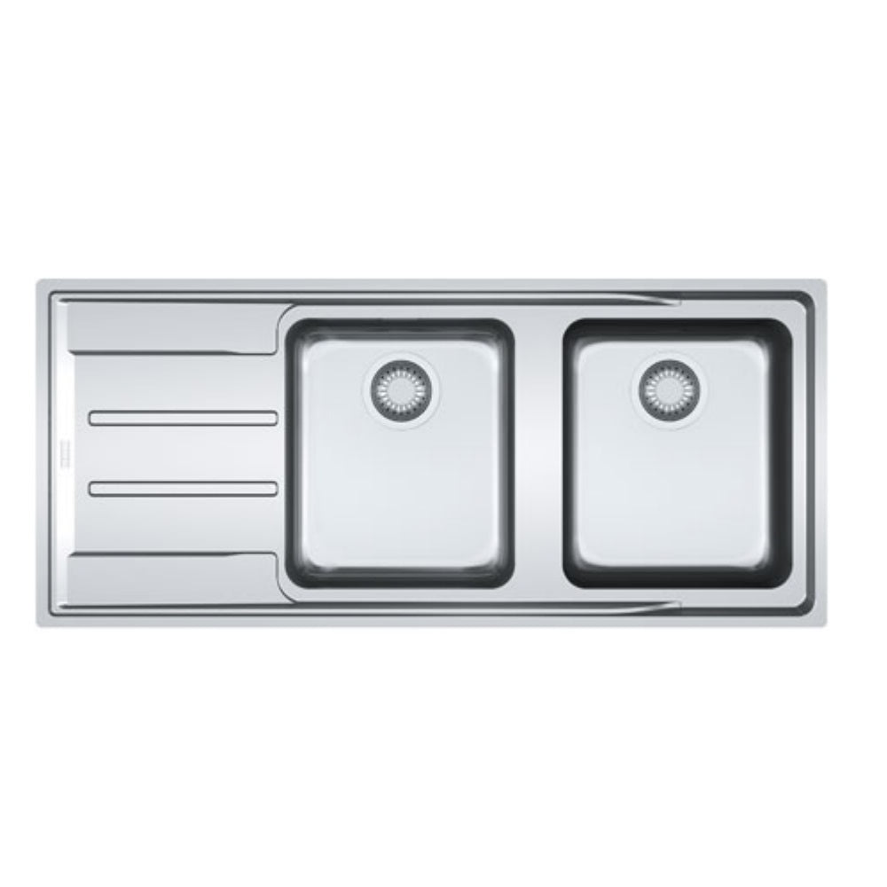 Franke Aton Double Bowl Sink- Left Hand Drainer - Stainless Steel, ANX221LHD