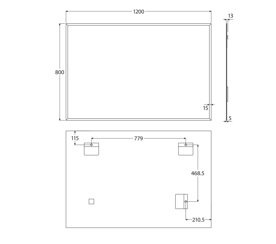 Fienza BEM-12080 Bevel Edge Rectangular Mirror, 1200 x 800mm
