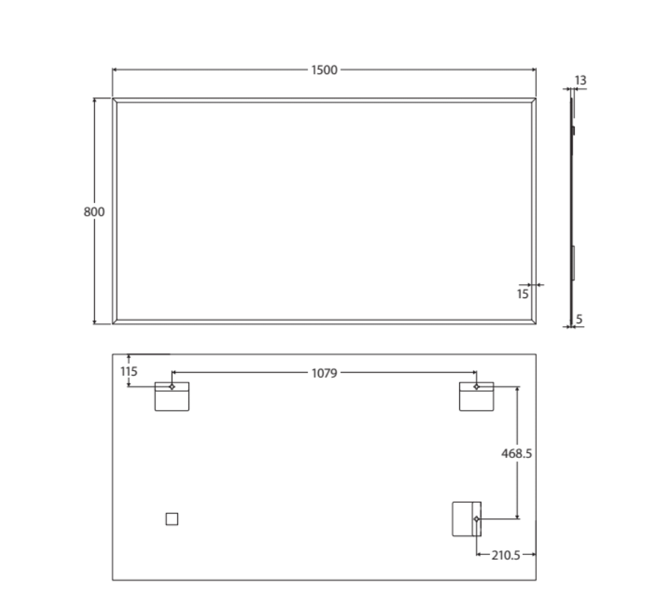 Fienza BEM-15080 Bevel Edge Rectangular Mirror, 1500 x 800mm