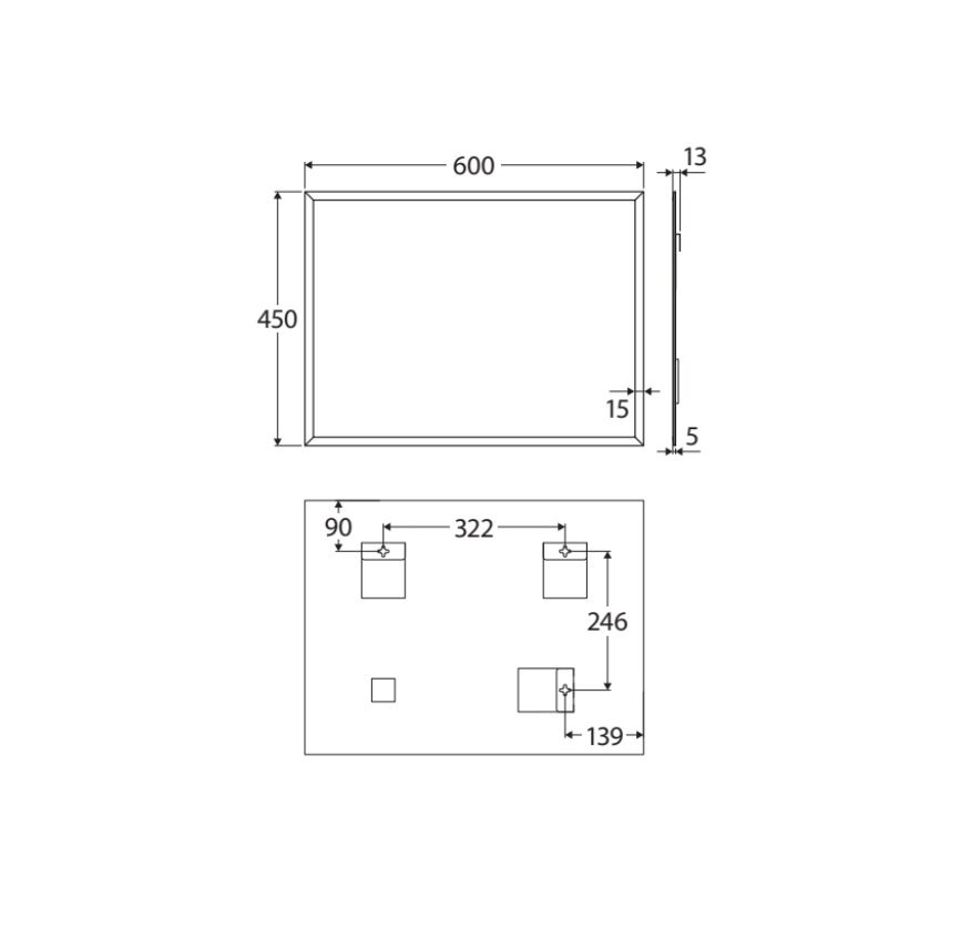 Fienza BEM-4560 Bevel Edge Rectangular Mirror, 450 x 600mm