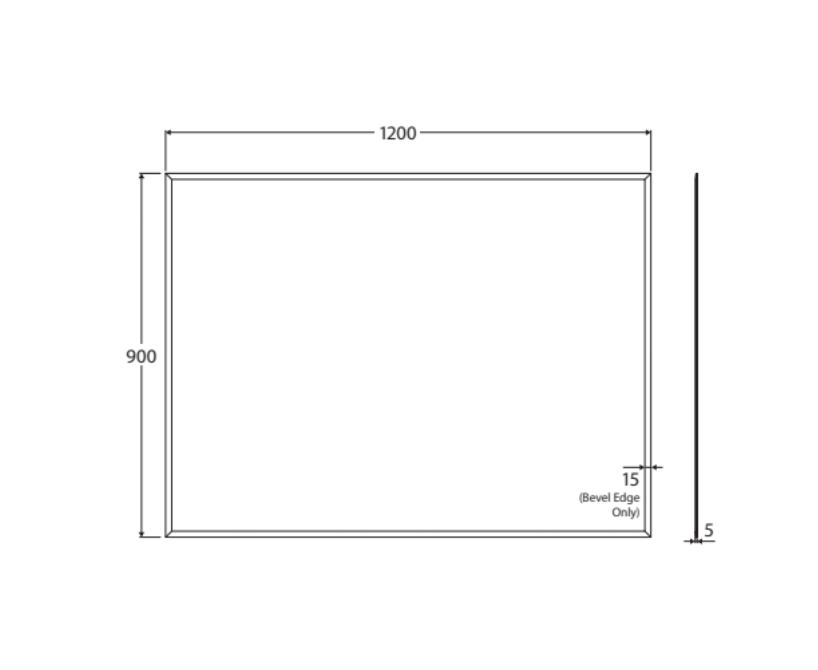 Fienza BEM12090G Bevel Edge Rectangular Glue-On Mirror, 1200 x 900mm