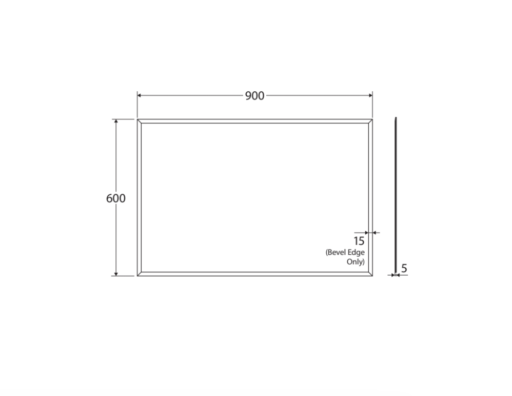 Fienza BEM9060G Bevel Edge Rectangular Glue-On Mirror, 900 x 600mm