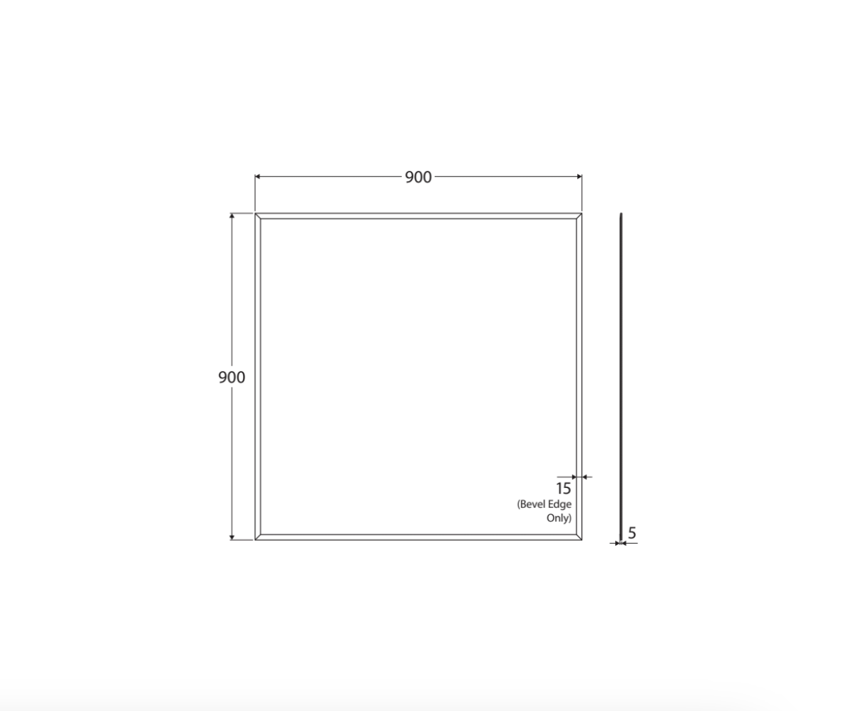 Fienza BEM9090G Bevel Edge Rectangular Glue-On Mirror, 900 x 900mm