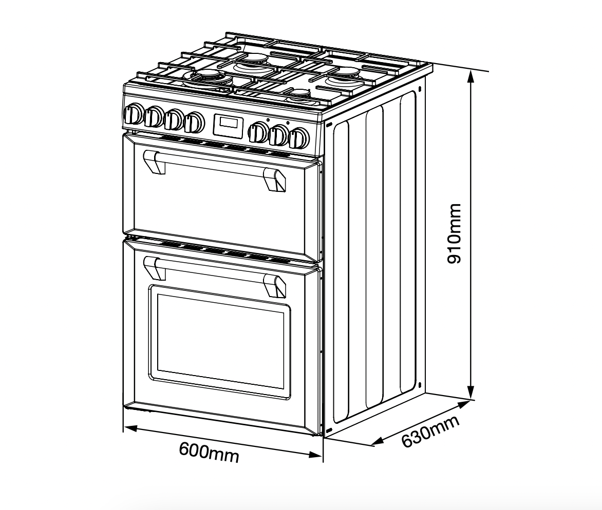 Belling BMR60DODFB Mini Richmond 60cm Dual Fuel Freestanding Cooker - Black
