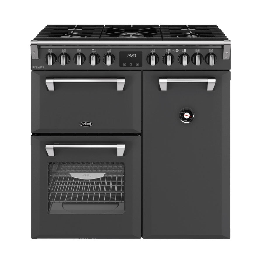 Belling BRDX90DFAN 90cm Richmond Deluxe Dual Fuel Freestanding Oven, Split Ovens, Anthracite