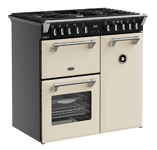 Belling BRDX90DFCR 90cm Richmond Deluxe Dual Fuel Freestanding Oven, Split Ovens, Cream