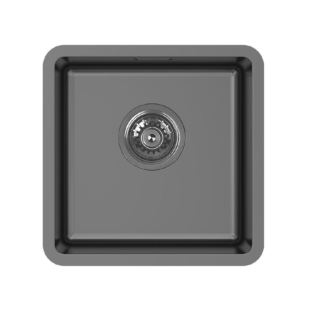 Abey Single Bowl Stainless Steel Bar Sink, 360x360mm, Topmount/Undermount, Black Pearl, BS1B