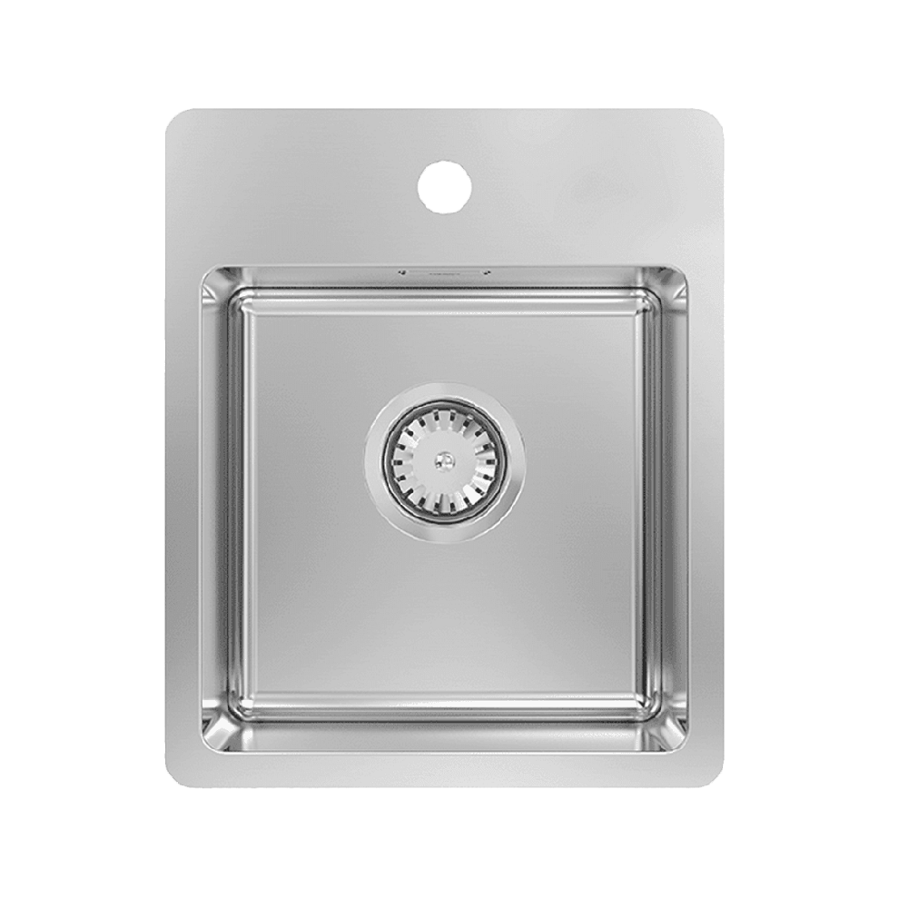 Abey Single Bowl Stainless Steel Bar Sink, 370x450mm, Topmount with Taphole, BS2