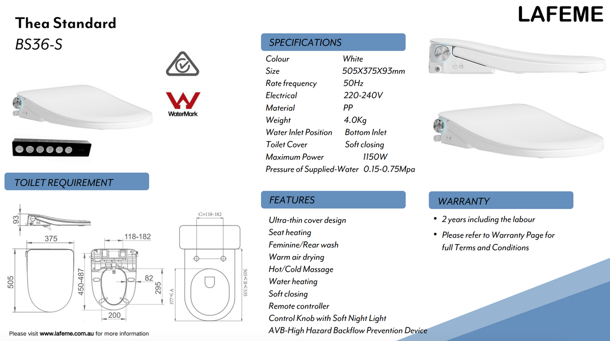 Lafeme Thea Standard Toilet Bidet Seat