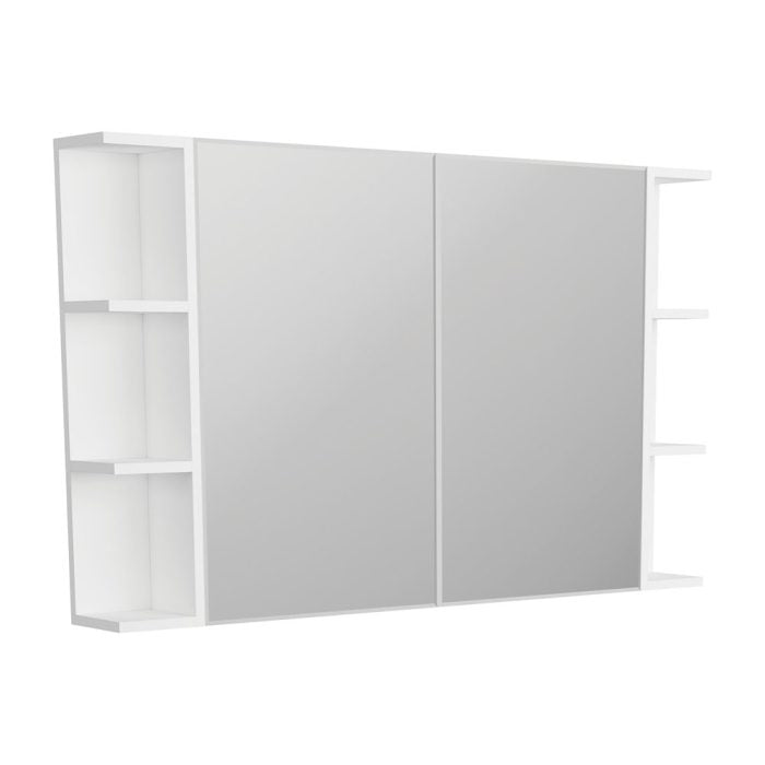 Fienza BSS120 Bevel Edge 900 Mirror Cabinet, 2 Side Shelves