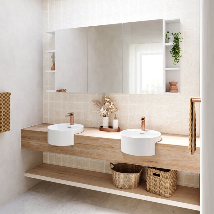 Fienza BSS150 Bevel Edge 1200 Mirror Cabinet, 2 Side Shelves