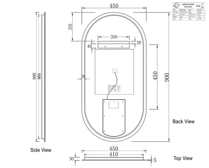 Otti LED-OV9045 LED Noosa 900x450mm Tuffi Mirror