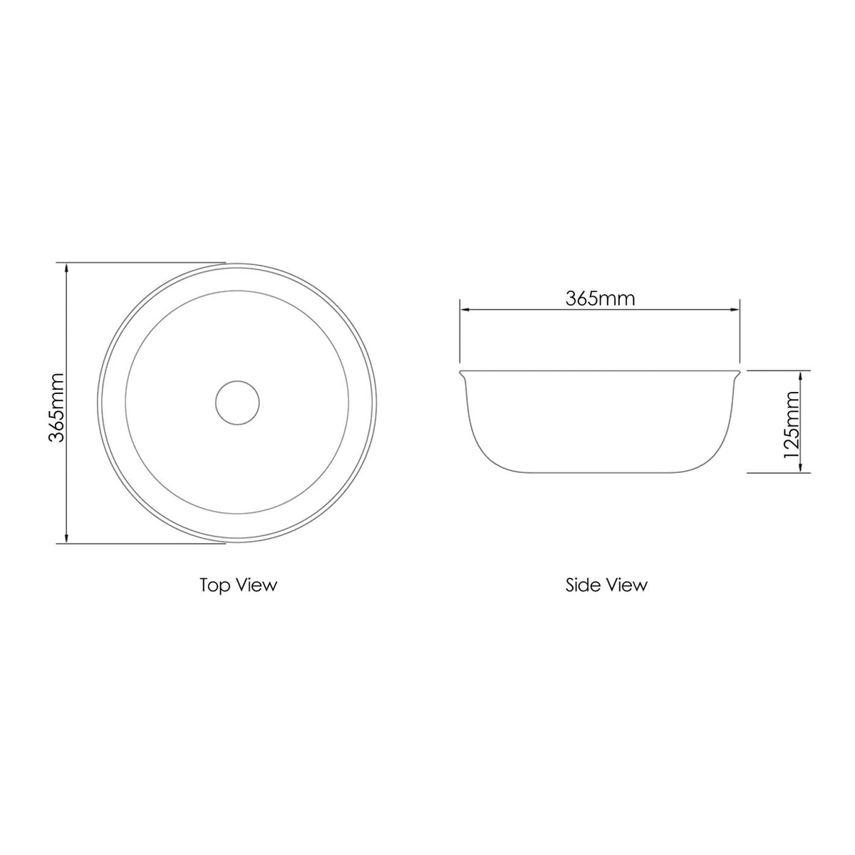 Otti OT3636 Bronte Round 360x360x130 Above Counter Basin