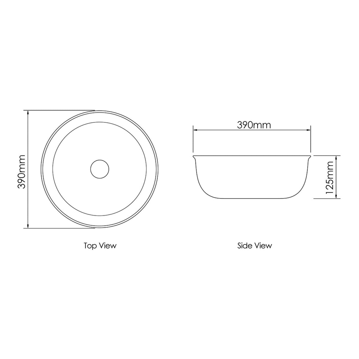 Otti OT3939 Bronte Round 390x390x130 Above Counter Basin