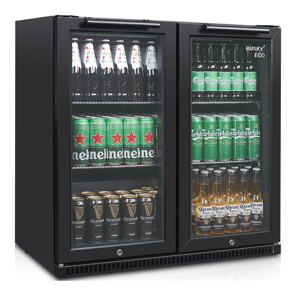 Husky 173L Eco Double Door Back Bar Drinks Chiller in Black C2HECO840BKAU
