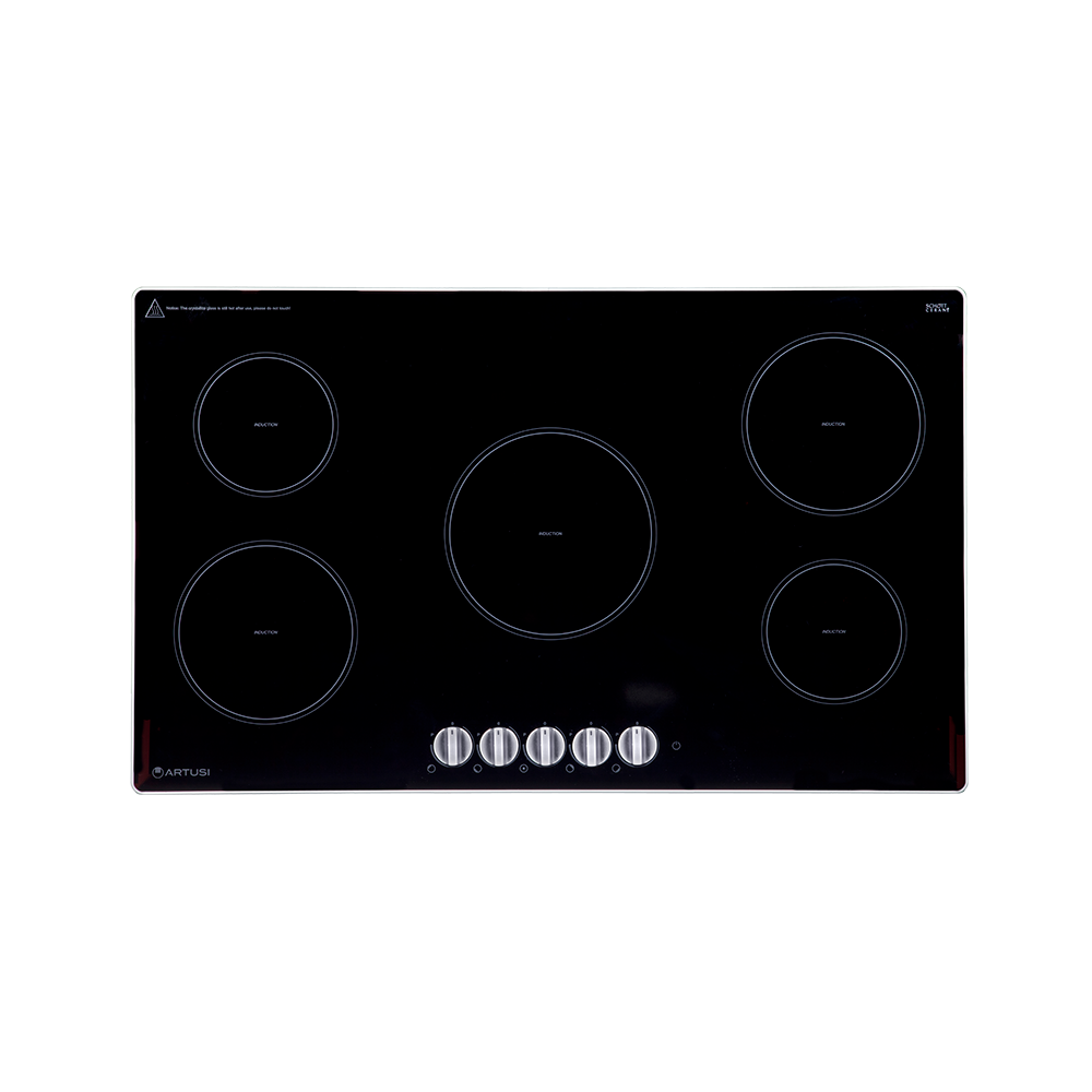 Artusi CAID905K 90cm Induction Cooktop with Knob Controls, Black Glass